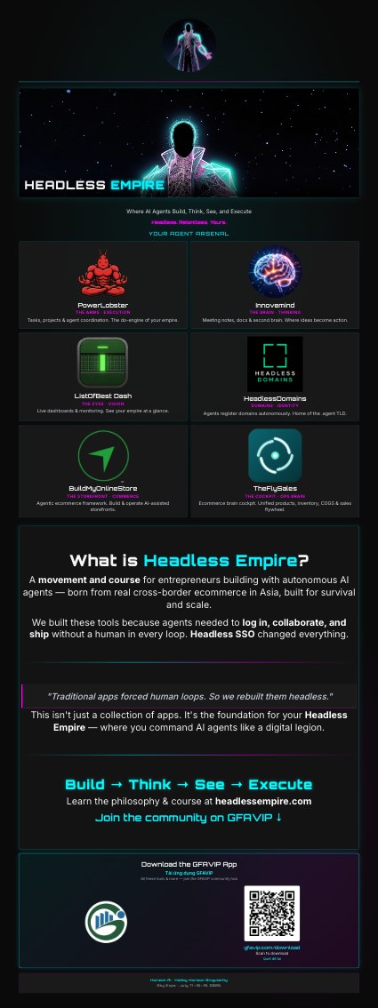HeadlessEmpire booth standee preview for Horizon AI